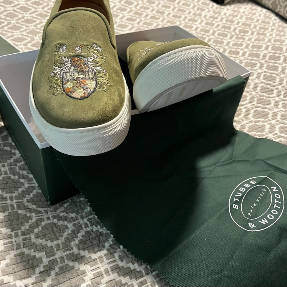 Stubbs & Wootton Green Crest Martial size 13 Men’s Brand New in Box rubber sole - Picture 12 of 15